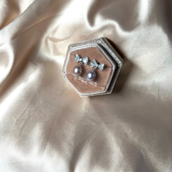 Genuine Fresh Water Pearl Earrings 925 Sterling Silver Teardrop Pearl - Picture 8 of 10